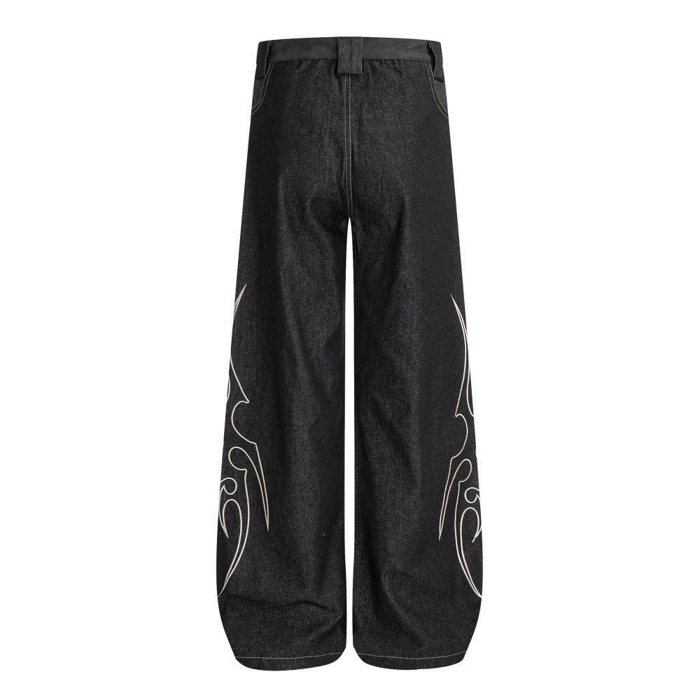 Wide leg denim pants