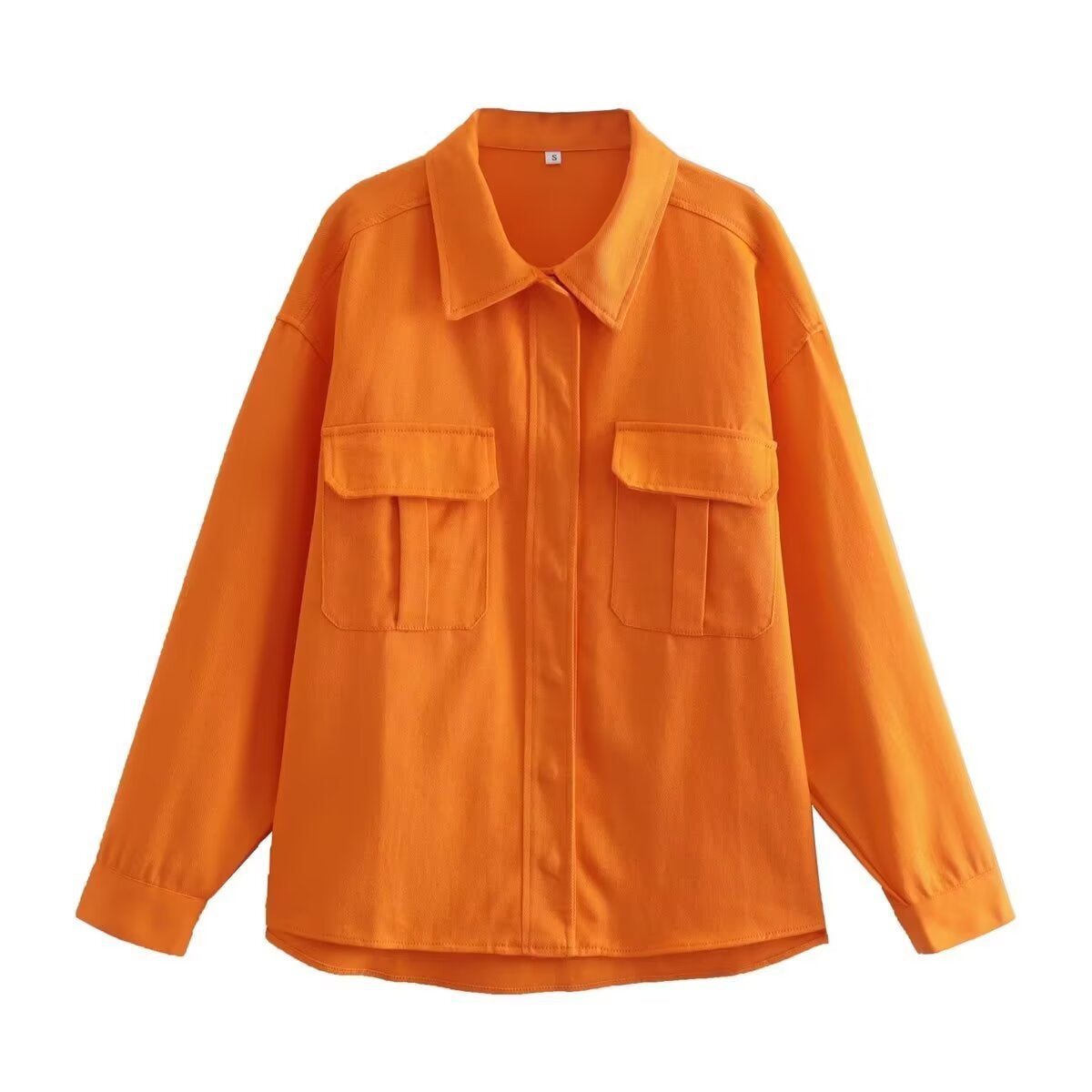Fashionable Casual Loose Orange Denim Jacket for Women