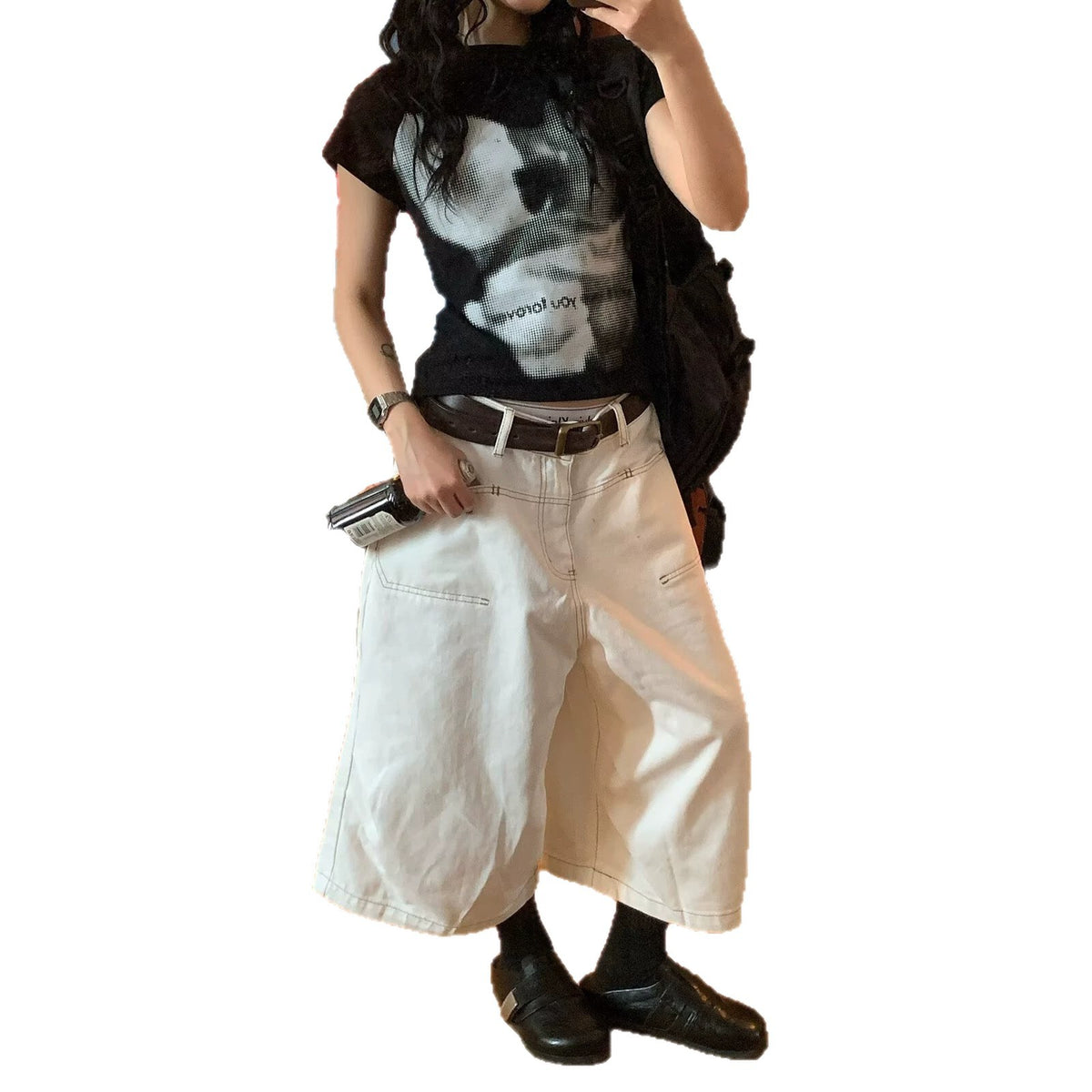 Trendy Denim Capri Shorts for Men and Women Mid-Length Pants