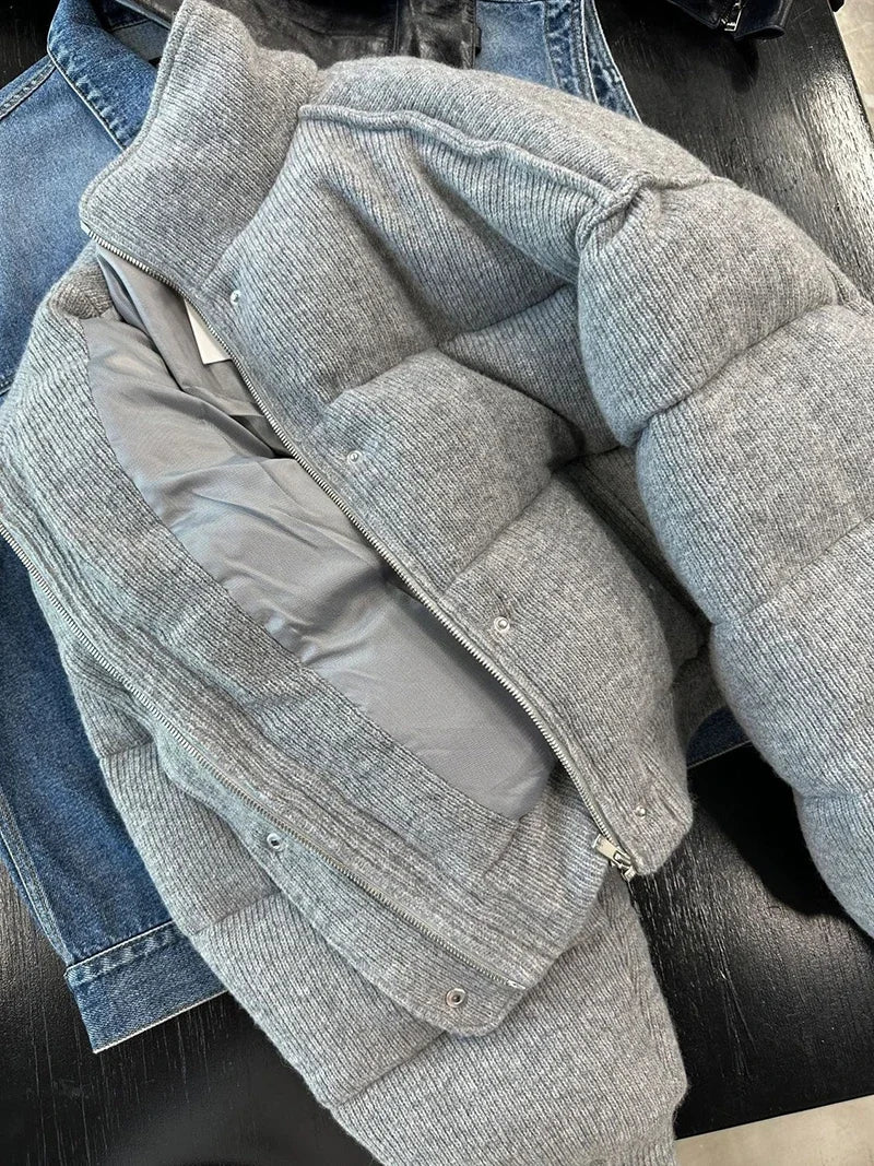 Short standing collar thickened warm jacket for women