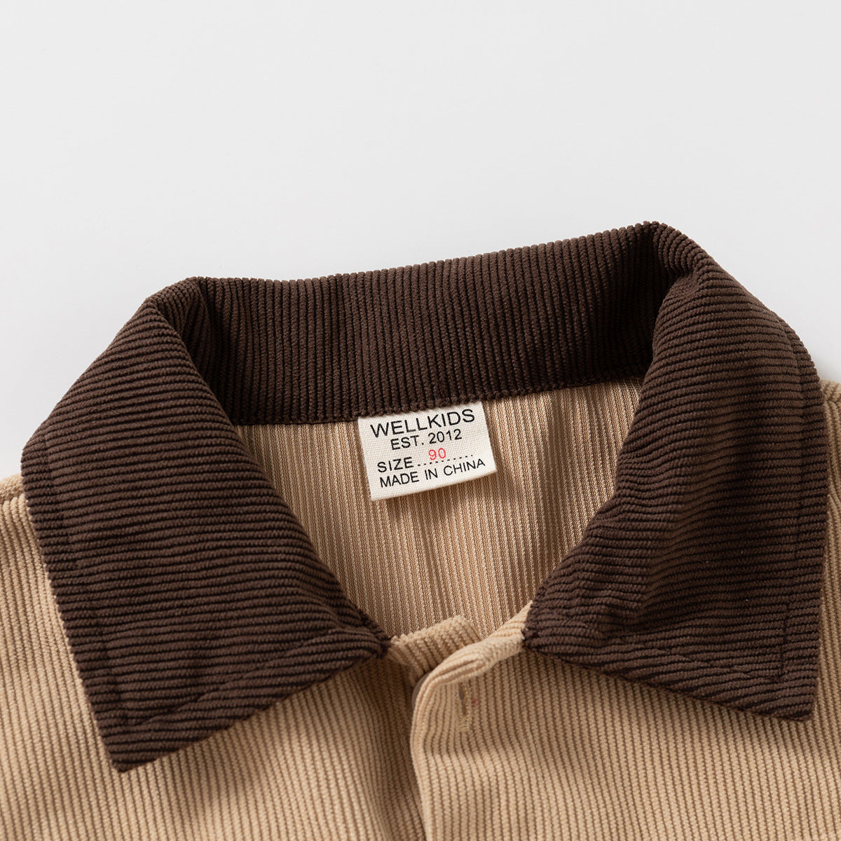 Children's Color-Blocked Corduroy Lapel Jacket, Loose Fit for Boys and Girls