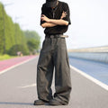 Retro washed workwear curved cut denim jeans for men