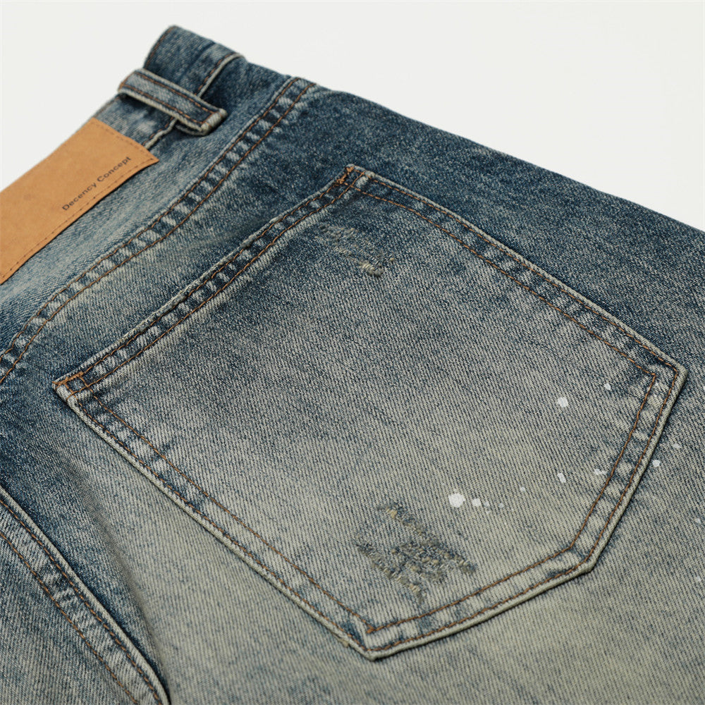 Washed denim jeans