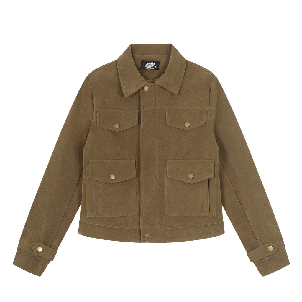 Suede collar shoulder short jacket for women