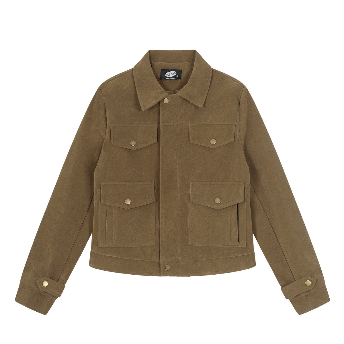 Suede collar shoulder short jacket for women