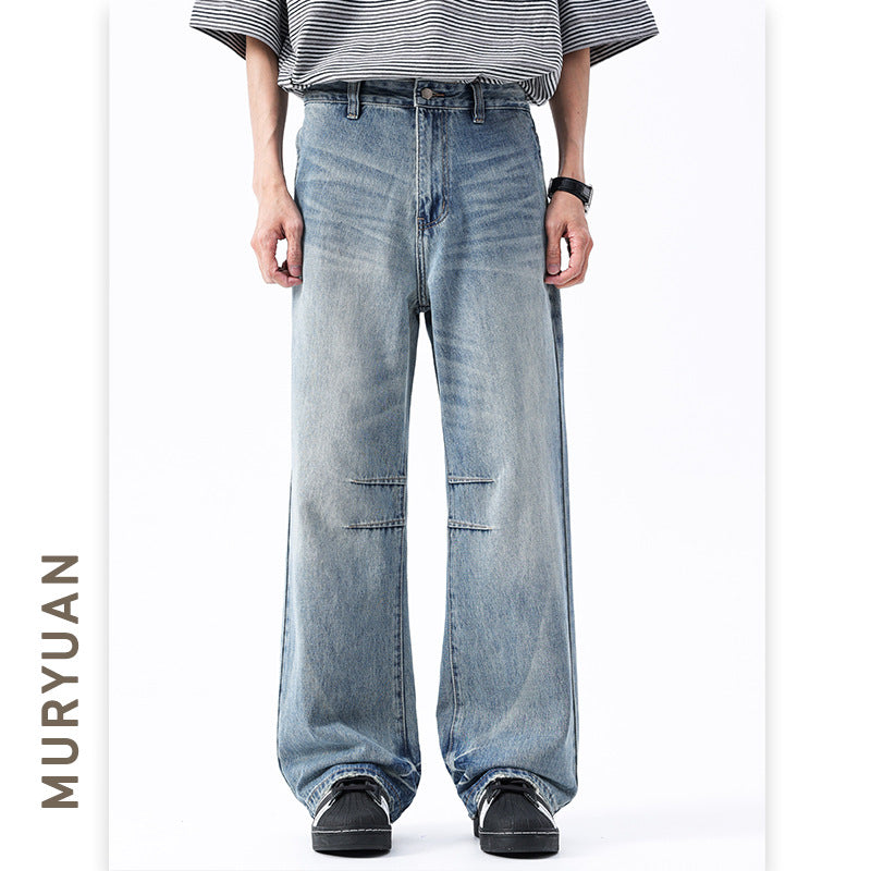 Heavy Washed Denim Pants for Men