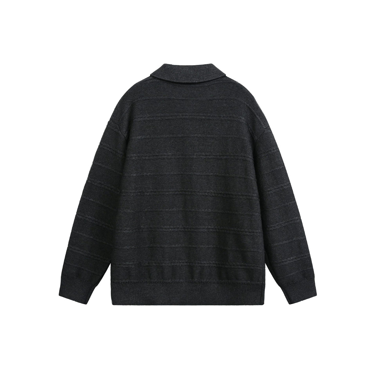 Preppy Loose Casual Polo Neck Knit Sweater Men