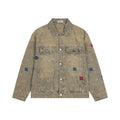 Yellow mud washed denim jacket for men and women