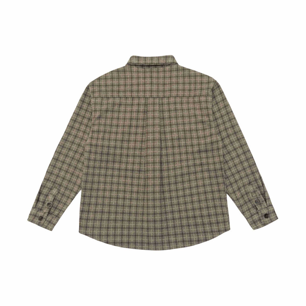 Loose Casual Preppy Style Brushed Plaid Long Sleeve Shirt for Men