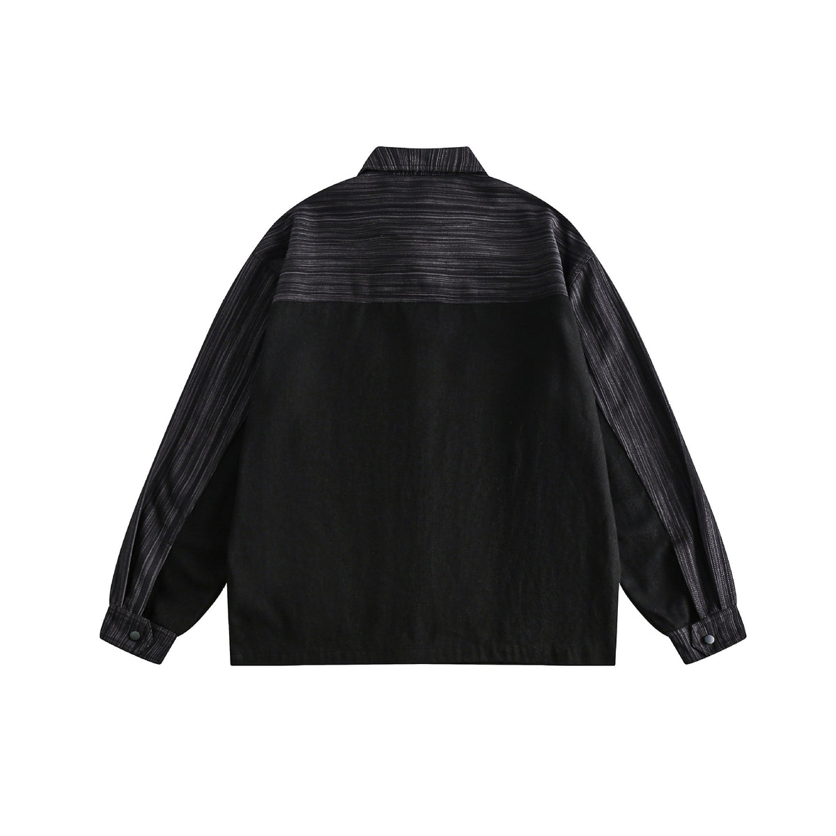 Stripe Color-block Spliced Loose Turn-down Collar Jacket