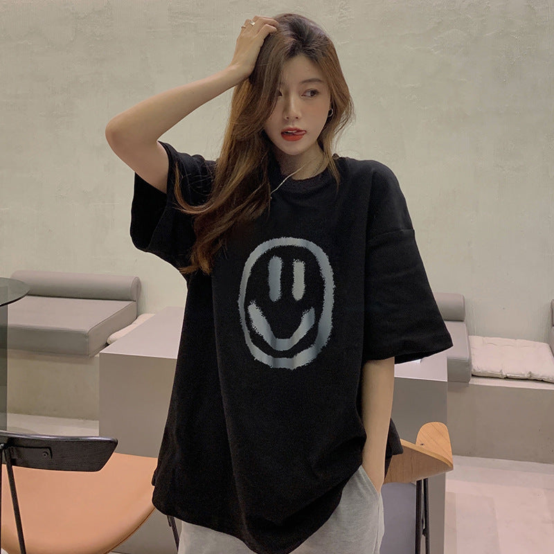 Short Sleeve T-Shirt Women INS Trendy Oversize Student Tee Cotton Top