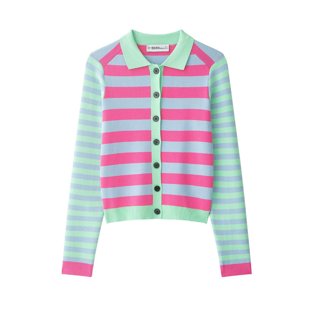 Striped Street Knitted Jacket for Women