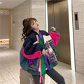 Color blocking patchwork baseball jacket short jacket for women