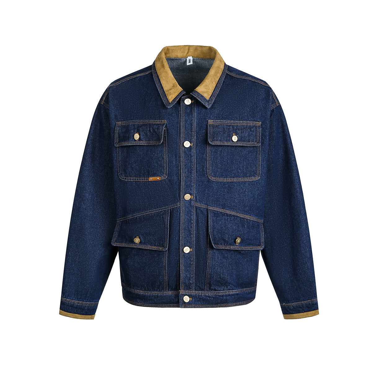 Multi pocket washed denim jacket jacket for men