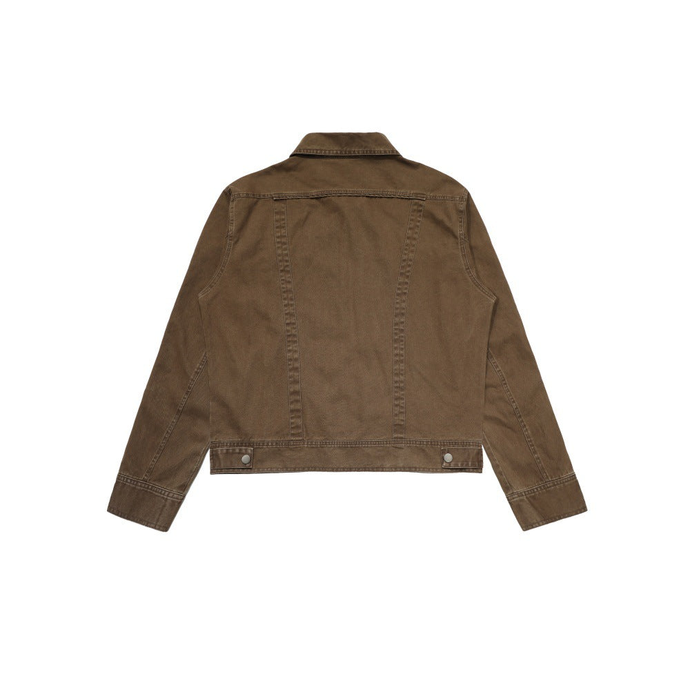 Washed denim collar jacket