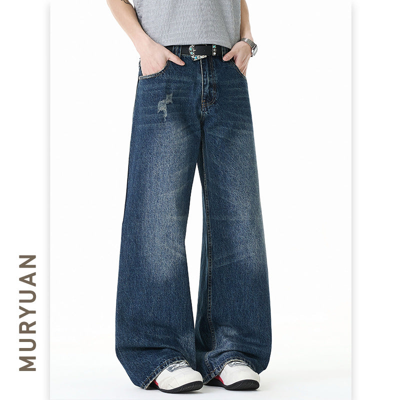 Distressed Vintage Denim Pants for Men