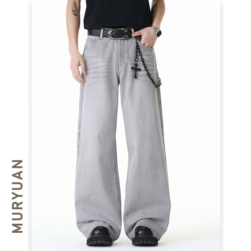 Minimalist Gray Denim Pants for Men
