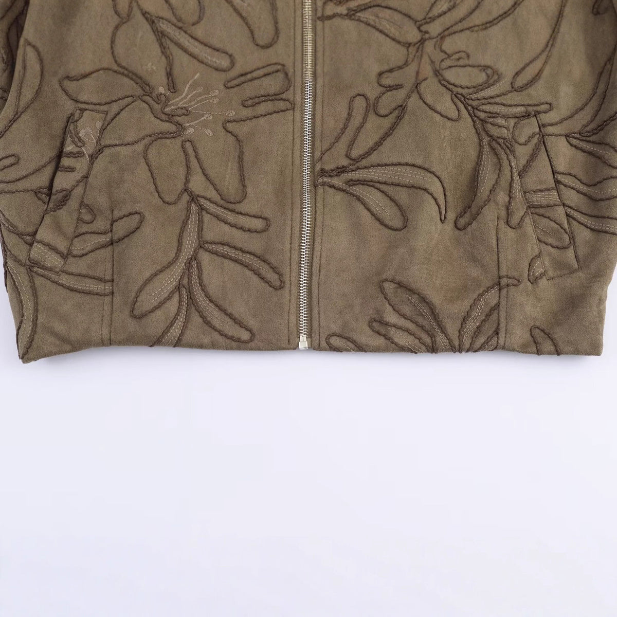 Suede texture embroidered pilot jacket jacket for women