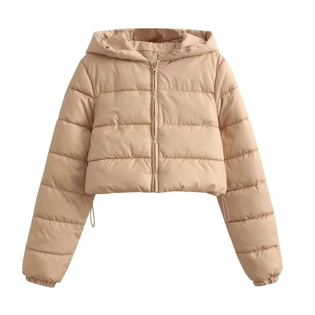 Short hooded cotton jacket for women