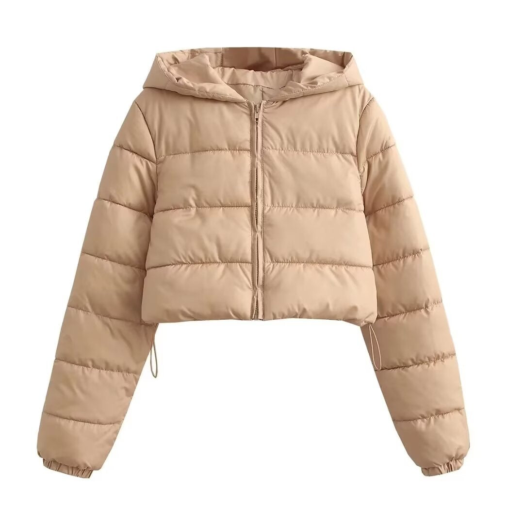 Short hooded cotton jacket for women