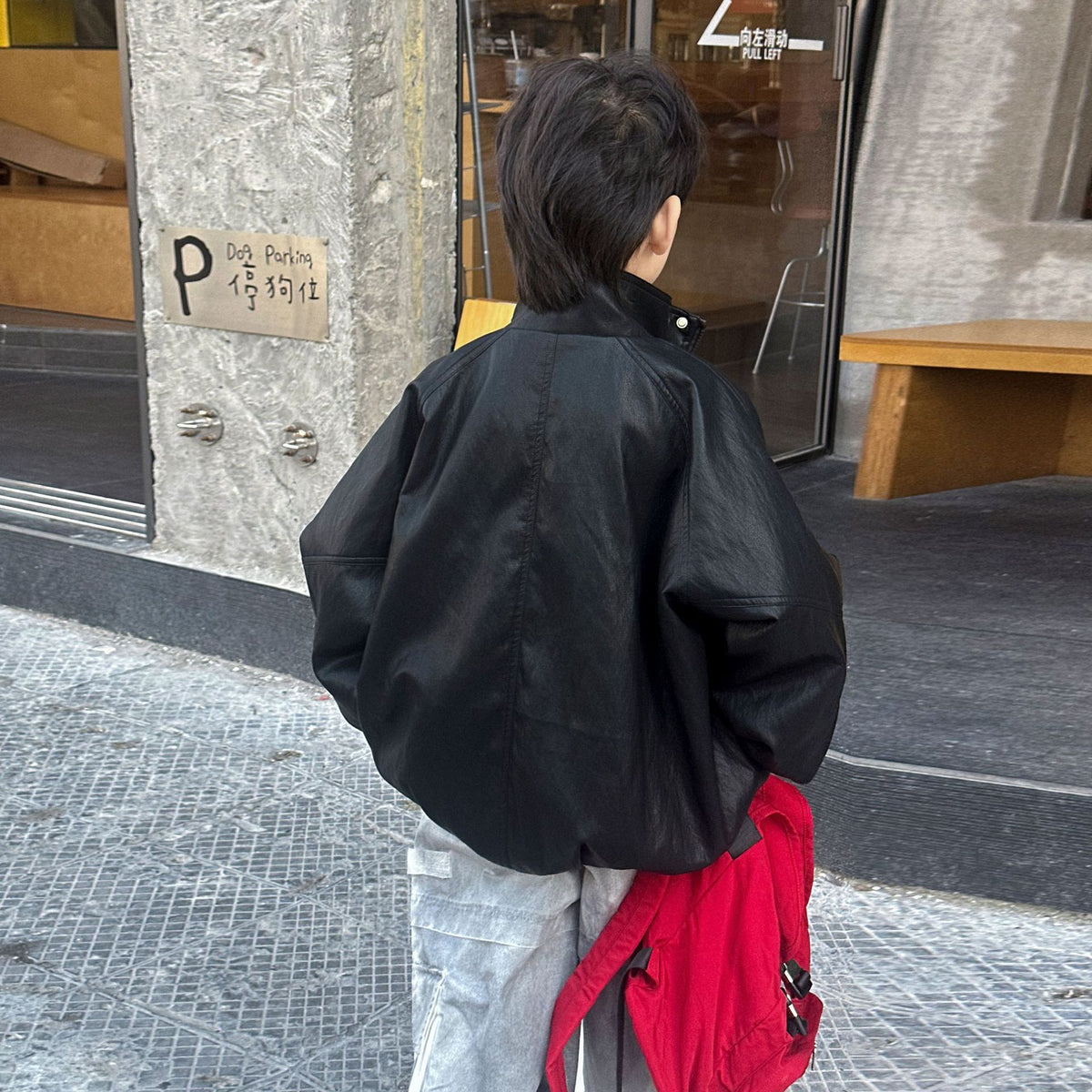 Children's leather jacket for men