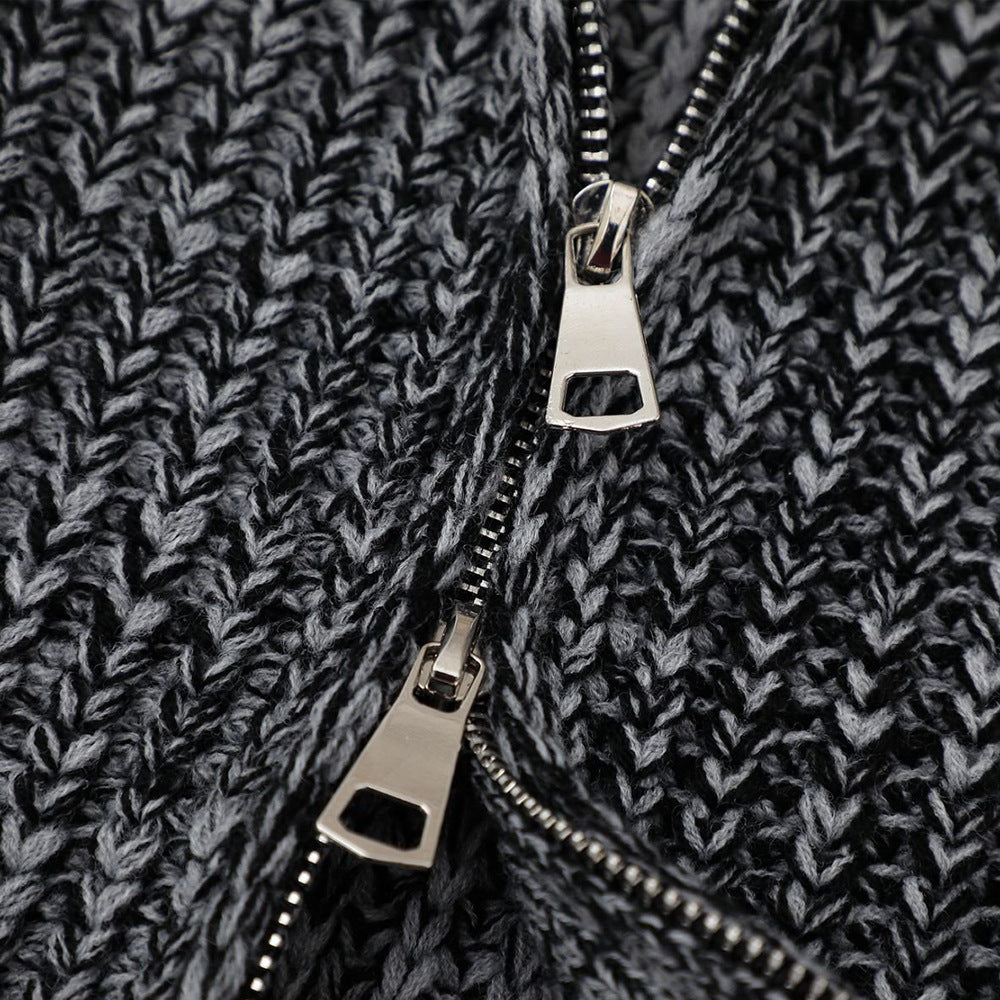 Double zipper cardigan sweater