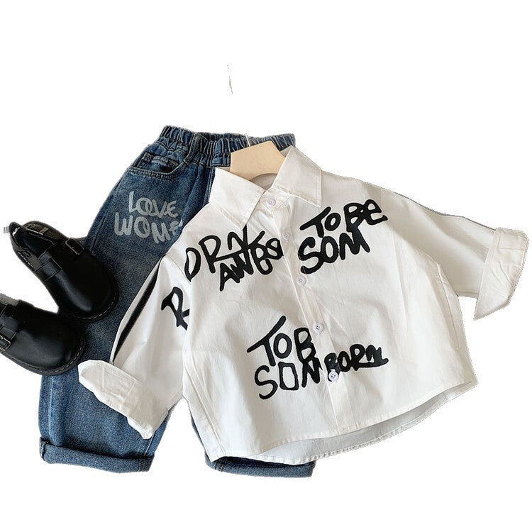 Letter graffiti casual shirt for boys