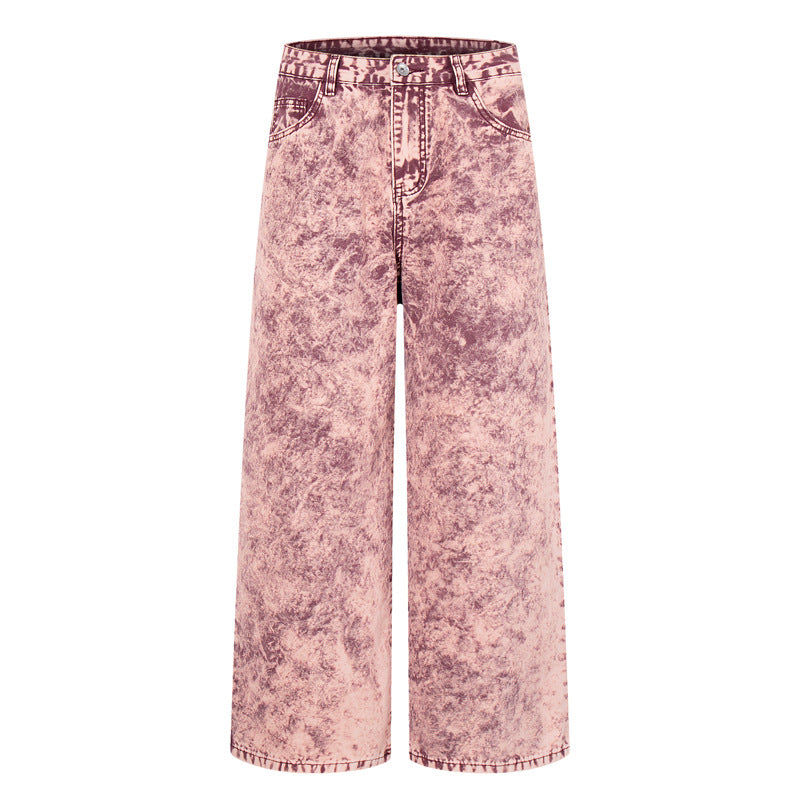Tie-Dye Denim Pants for Men and Women