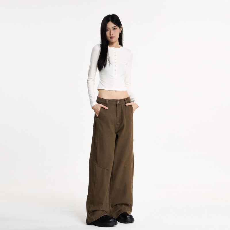 Casual Baggy Cargo Pants for Men and Women Retro Washed Loose Fit Tapered Leg Pants, Unisex Streetwear Style