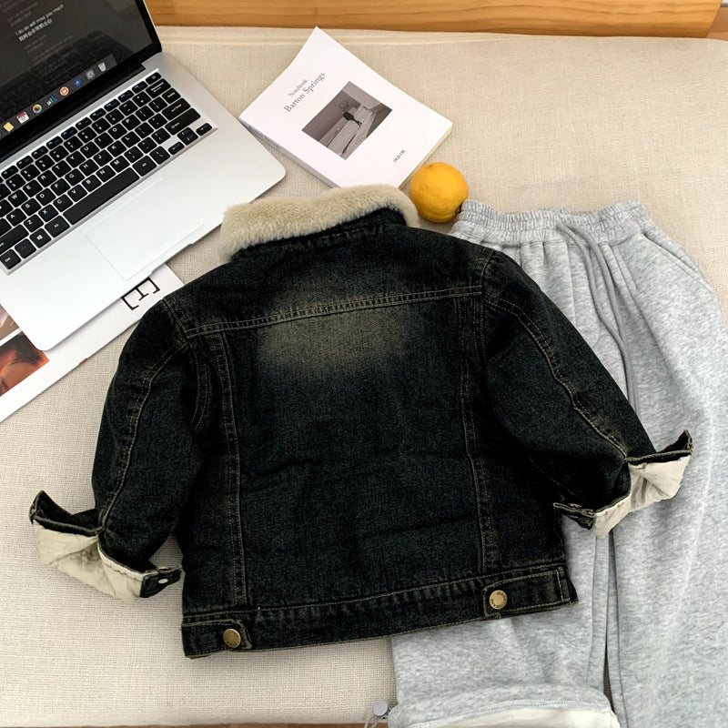 Children's denim jacket with fleece top boys' jacket