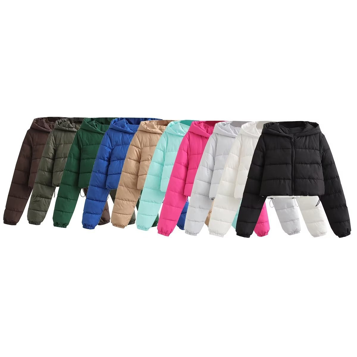 Short hooded cotton jacket for women