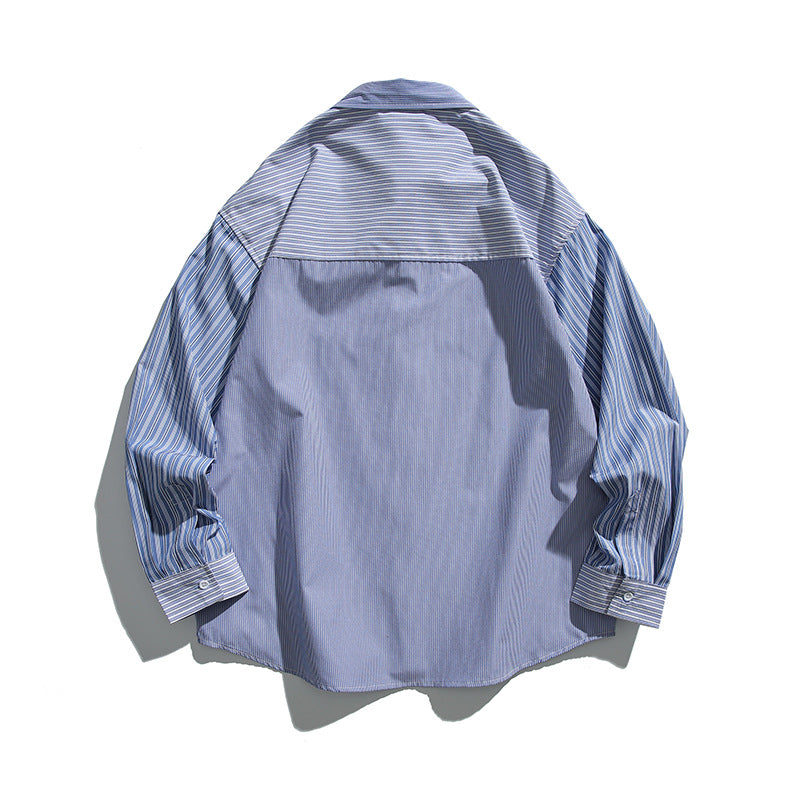 Plaid patchwork shirt for men