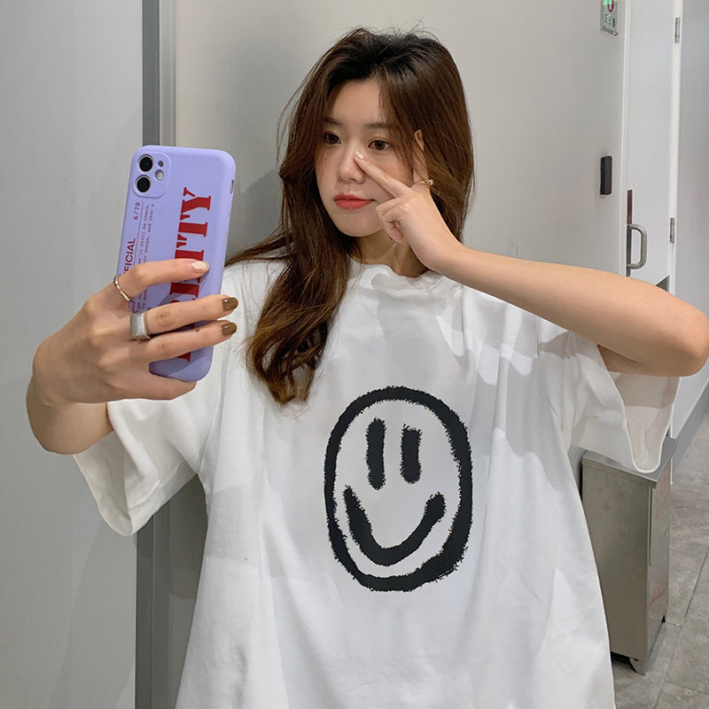 Short Sleeve T-Shirt Women INS Trendy Oversize Student Tee Cotton Top