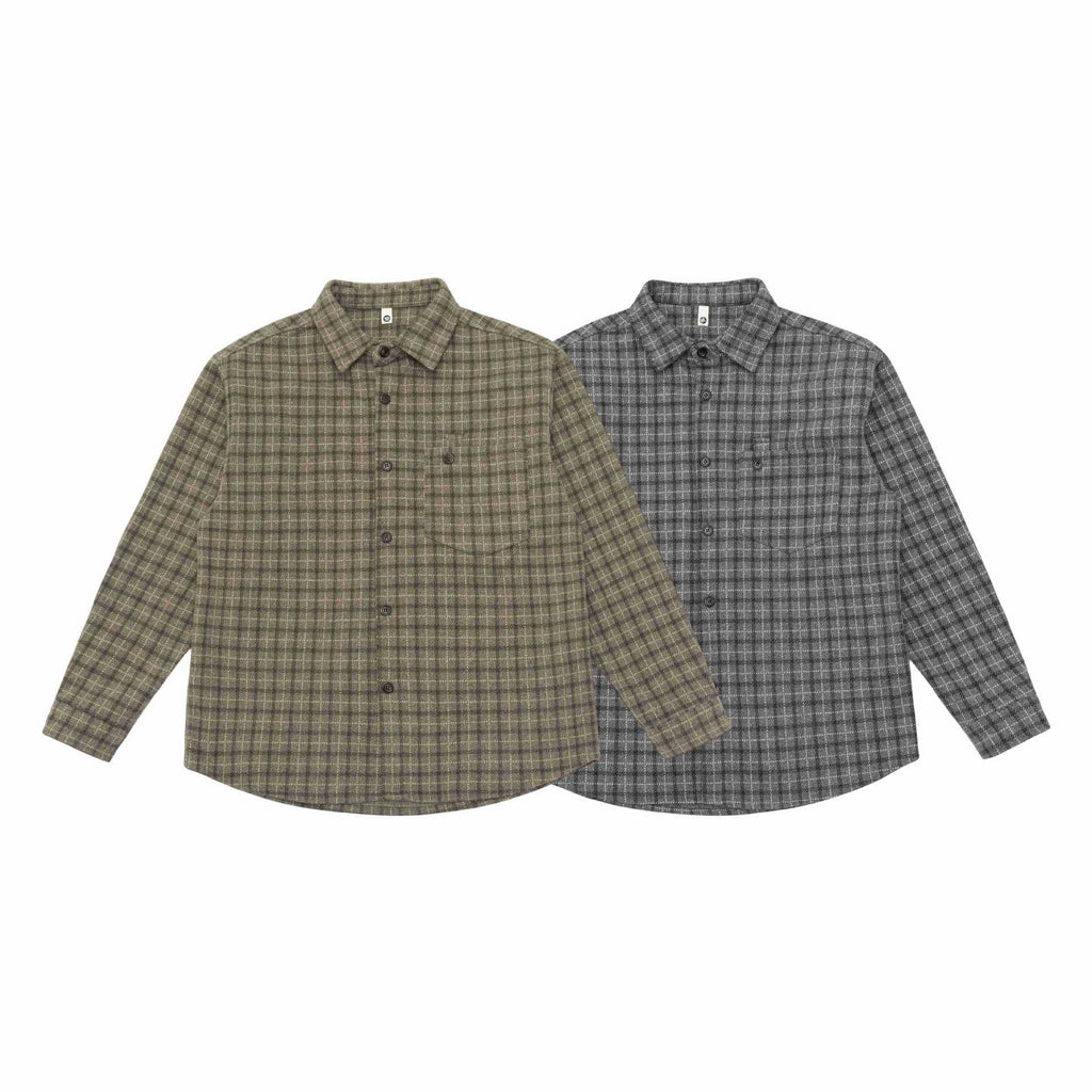 Loose Casual Preppy Style Brushed Plaid Long Sleeve Shirt for Men