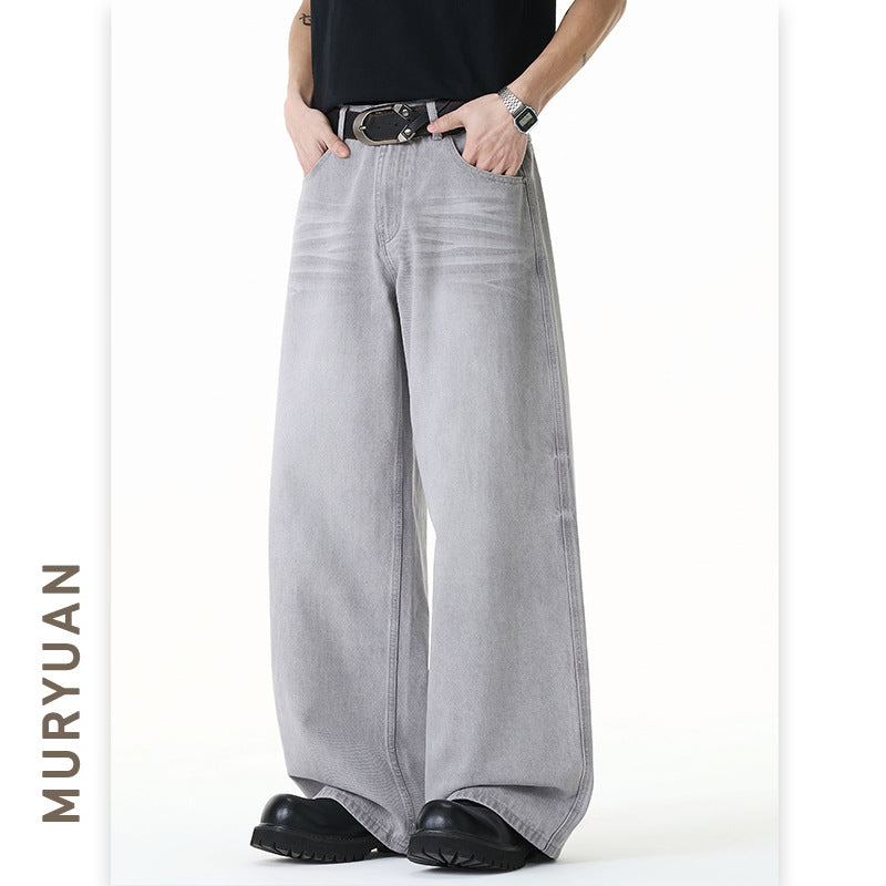 Minimalist Gray Denim Pants for Men