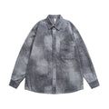 Distressed Snowflake Washed Patch Pocket Loose Denim Shirt Men