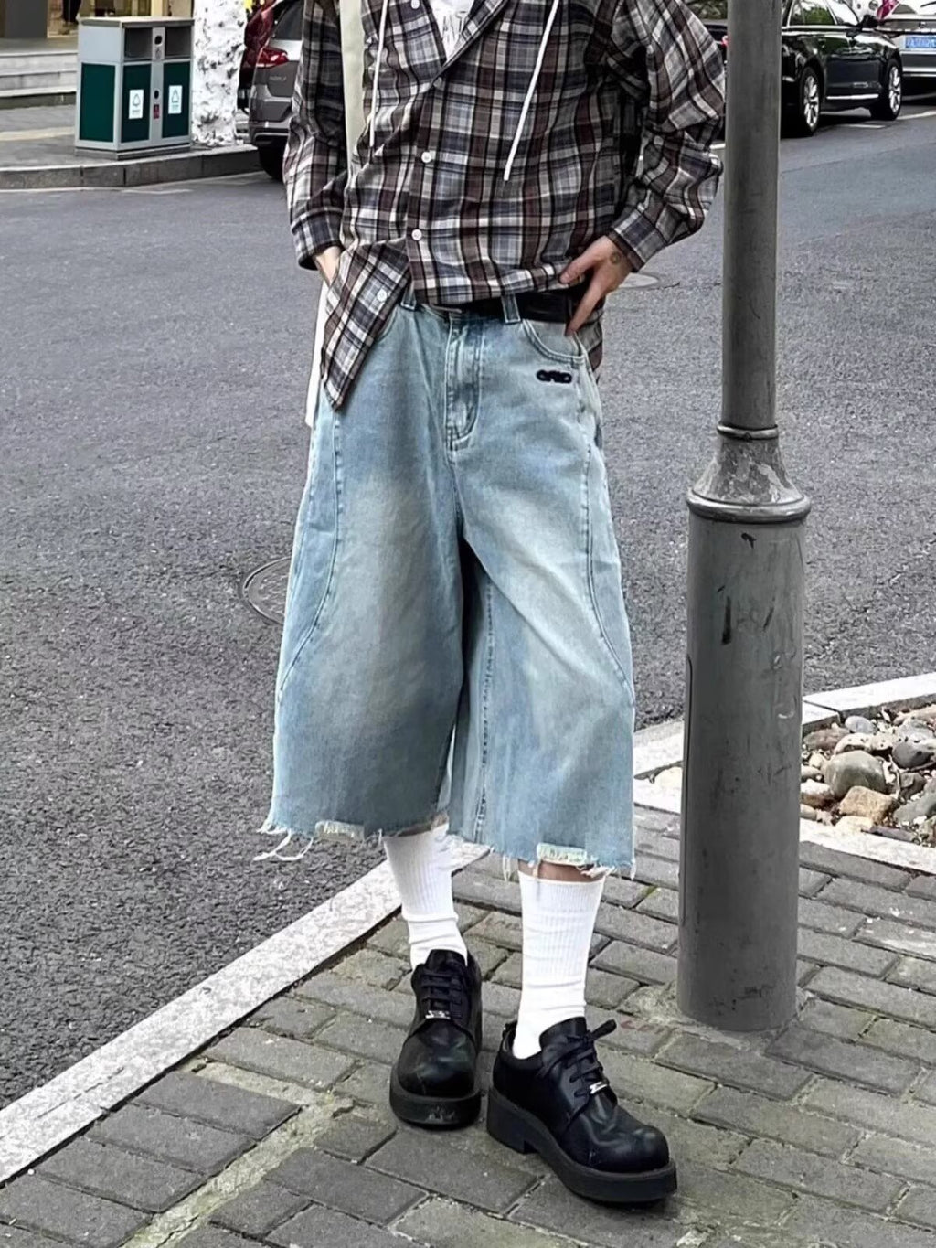 Retro Vintage Washed Denim Shorts for Men and Women
