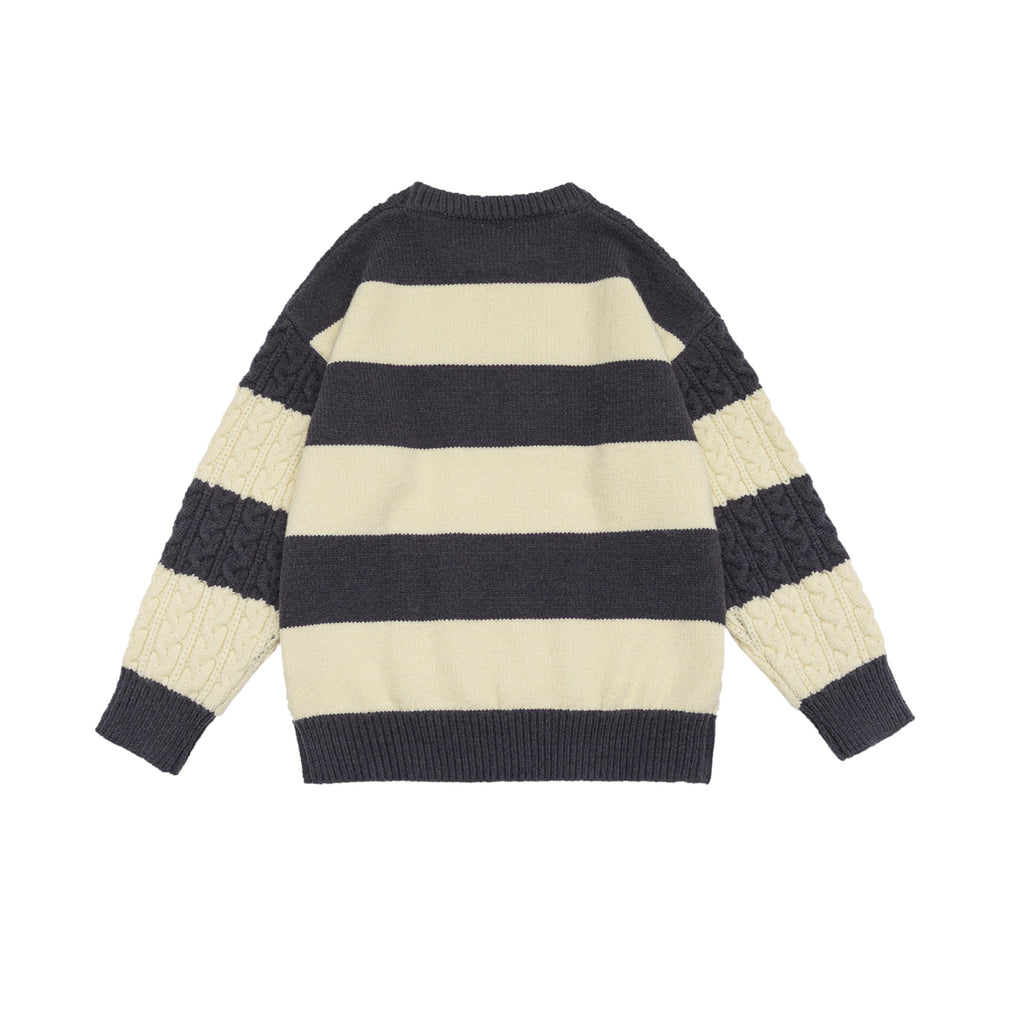 Round neck sweater loose and thick knit sweater