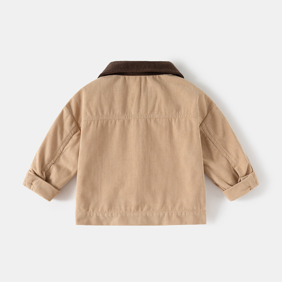 Children's Color-Blocked Corduroy Lapel Jacket, Loose Fit for Boys and Girls