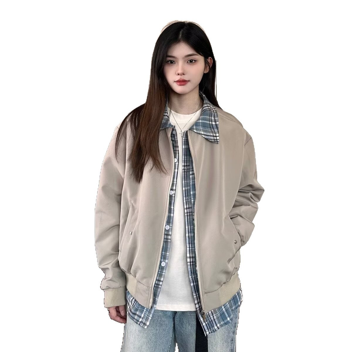Cleanfit False Two-Piece Lapel Jacket for Women, Loose Trendy Jacket