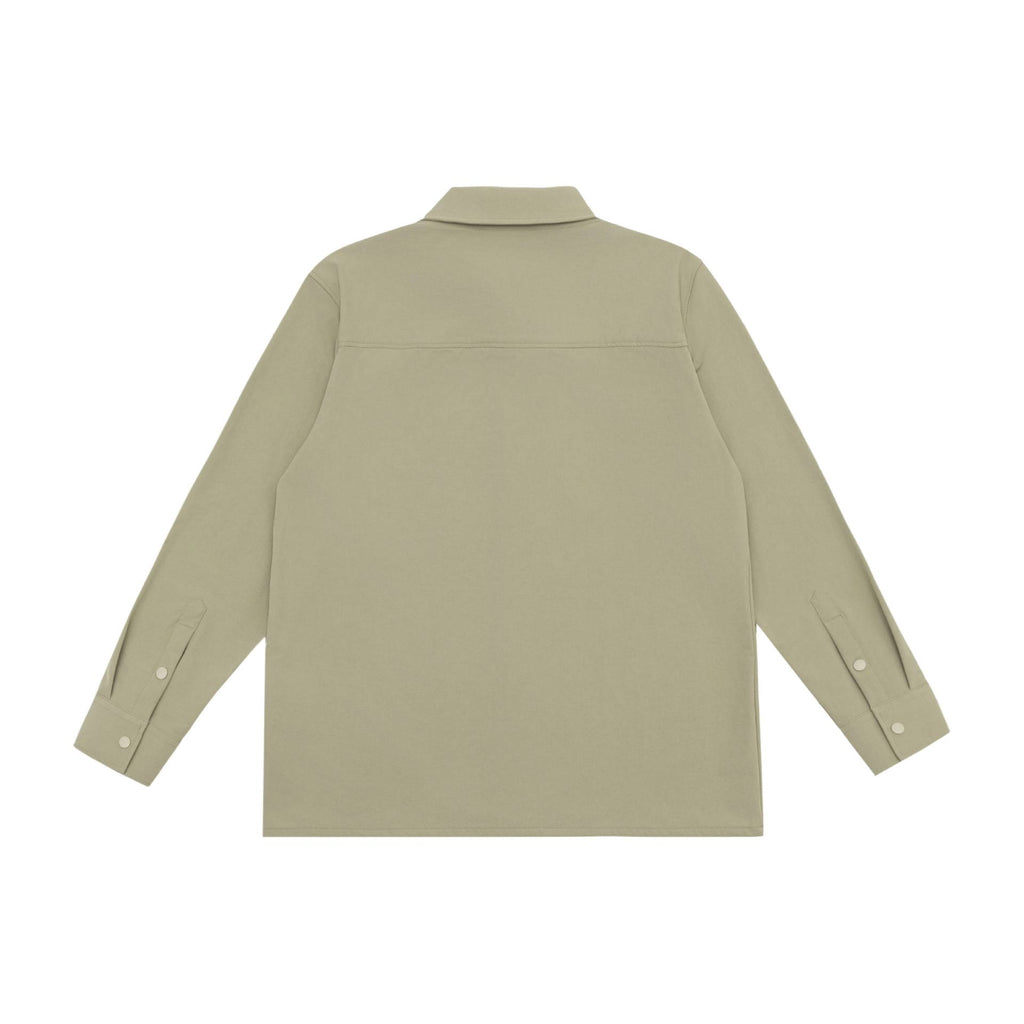Utility Single-breasted Button-up Shirt for Men, Commuter Turn-down Collar Shirt