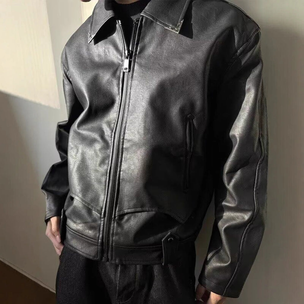 GROVIX Cracked Leather Jacket