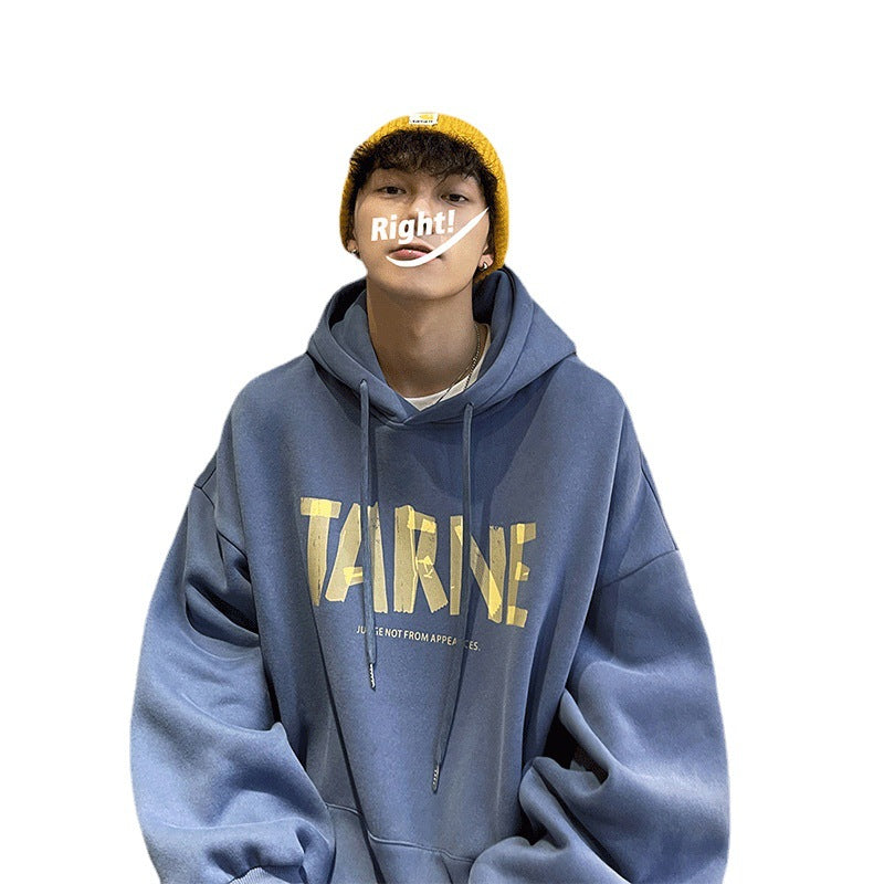 Fleece Hoodie for Men, Streetwear Style,  Loose Fit, Oversized Casual Sweatshirt, High-Street Design