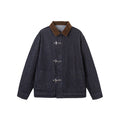 Designer Snap Button Denim Jacket for Men Retro Versatile Blue Denim Coat