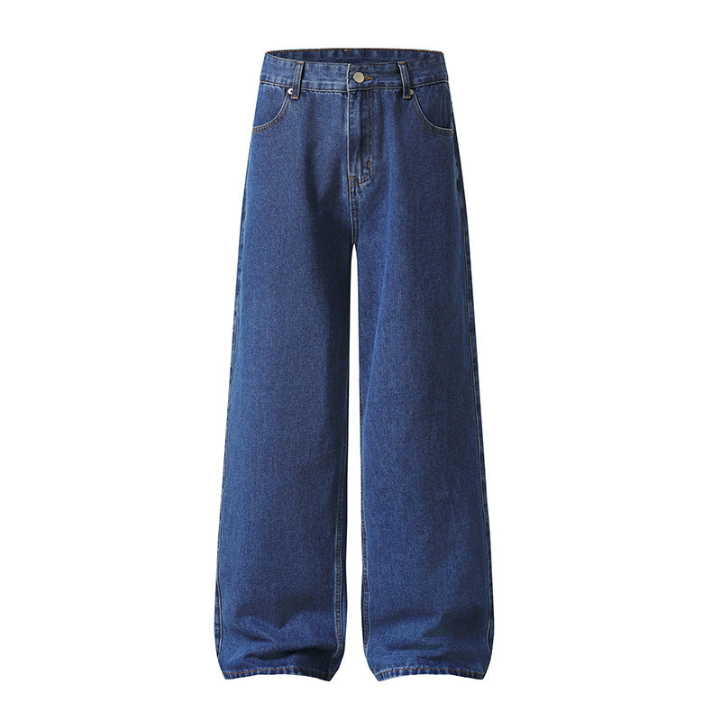 Leg Denim Pants for Men Original Dark Blue Denim Jeans