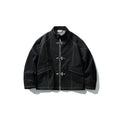 Denim Work Jacket for Men, Flight Snap Closure, Stand Collar, Denim Coat