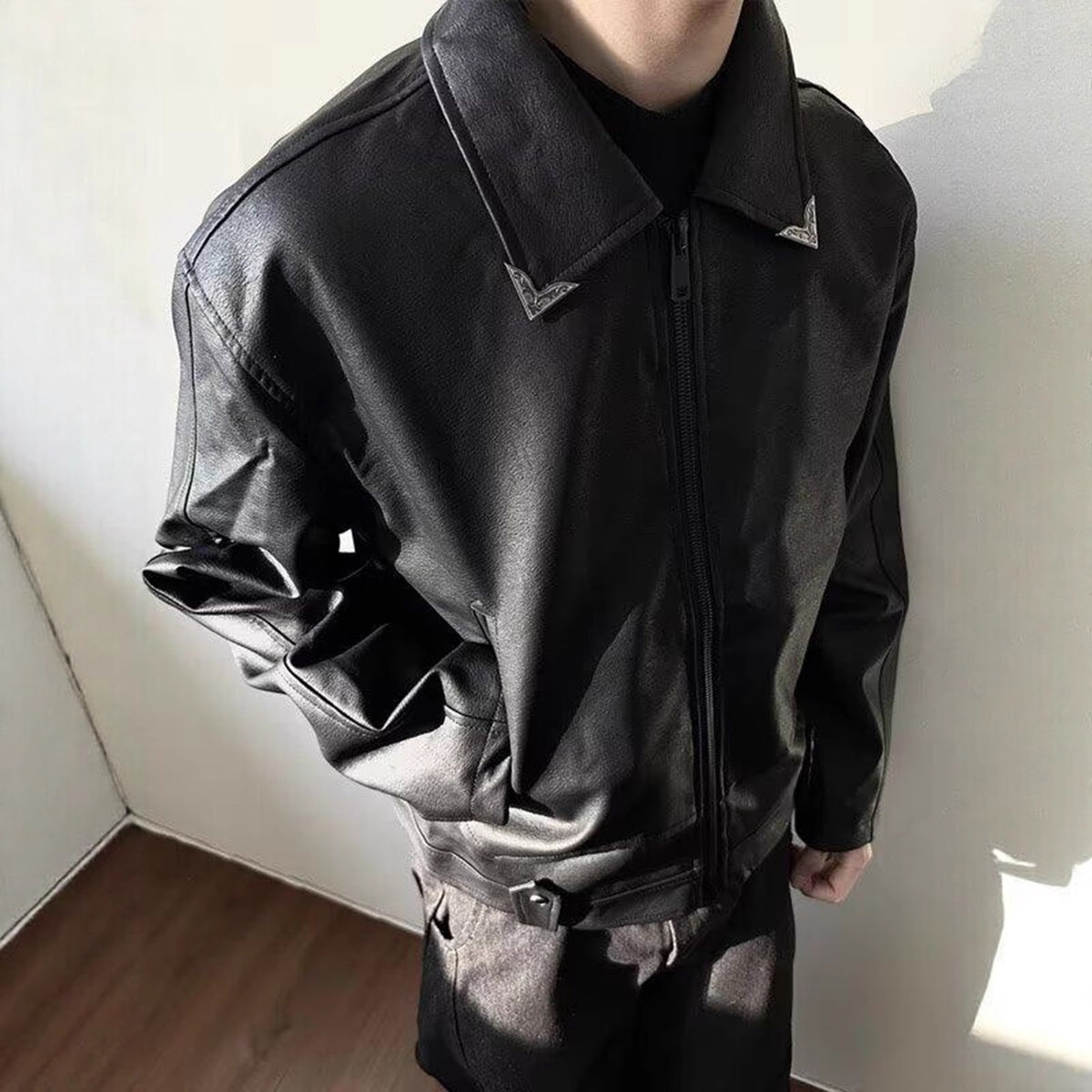 GROVIX Cracked Leather Jacket