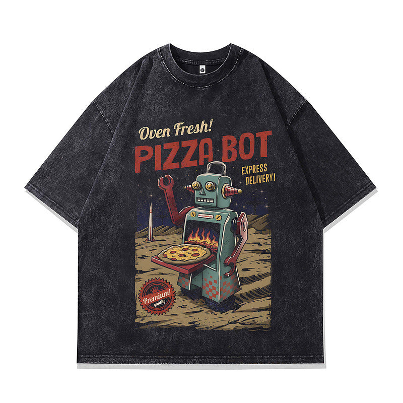 T-Shirt Men's Oversize Washed Faded Crew Neck Short Sleeve T-Shirt