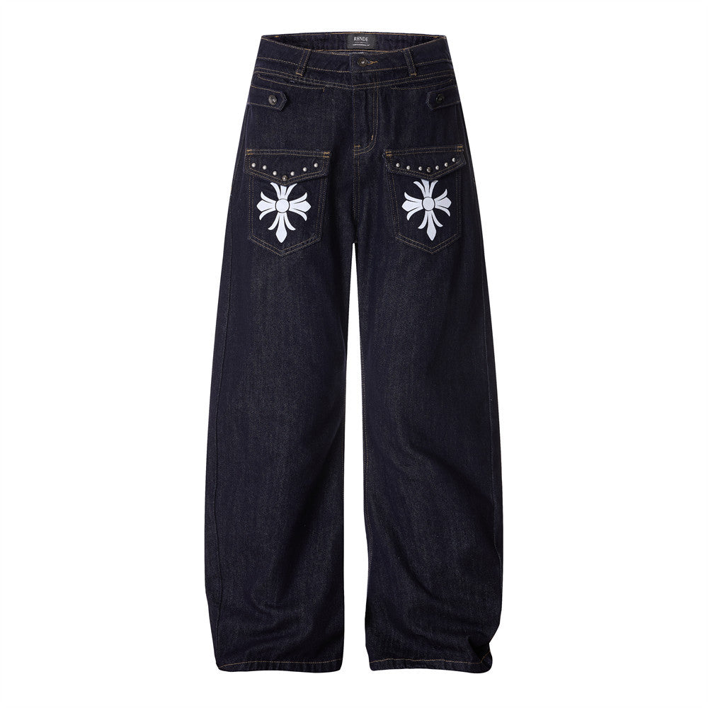 Cross denim pants