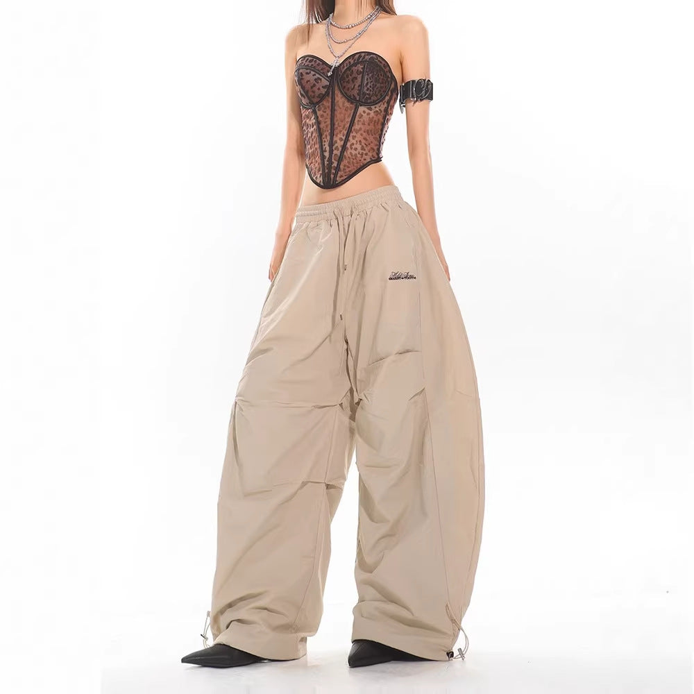 Pants Women Loose Pleated Design Casual Wide Leg Knife Pants